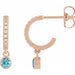 Ladies Natural Blue Zircon Natural Diamond French-Set 16.1 mm Hoop Earrings (I1, G-H) — 14K Rose Gold
