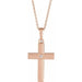 Ladies Natural Diamond Engravable Cross Necklace (I1, G-H) — 14K Rose Gold
