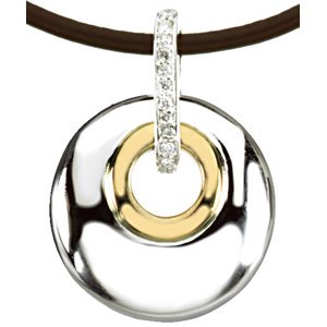 Ladies Natural Diamond Circle Necklace (I1, G-H) — Sterling Silver & 14K Yellow Gold