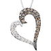 Ladies Brown White Natural Diamond Heart Necklace (I1-I2, H+) — 14K White Gold