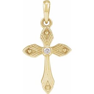 Ladies Natural Diamond Cross Pendant (I1, G-H) — 14K Yellow Gold
