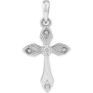 Ladies Natural Diamond Cross Pendant (Si2-Si3, G-H) — Platinum