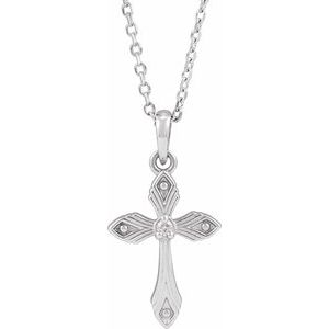 Ladies Natural Diamond Cross Necklace (Si2-Si3, G-H) — Platinum
