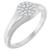 Ladies Natural Diamond Pave Signet Ring — 14K White Gold