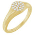Ladies Natural Diamond Pave Signet Ring — 14K Yellow Gold