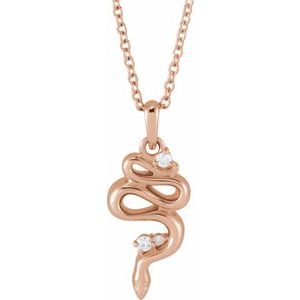 Ladies Natural Diamond Serpent Necklace (I1, G-H) — 14K Rose Gold
