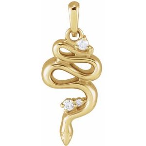 Ladies Natural Diamond Serpent Pendant (I1, G-H) — 14K Yellow Gold