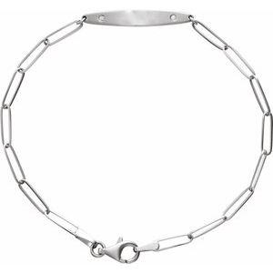 Ladies Natural Diamond Engravable Curved Bar Bracelet (I1, G-H) — Sterling Silver