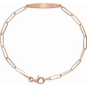 Ladies Natural Diamond Engravable Curved Bar Bracelet (I1, G-H) — 14K Rose Gold