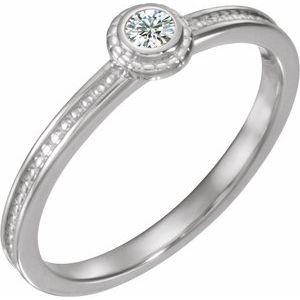 Ladies Natural Diamond Family Stackable Ring (I1, G-H) — Sterling Silver