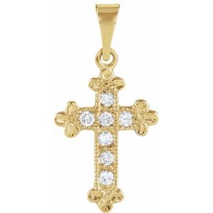 Ladies Natural Diamond Cross Pendant (Si1, G-H) — 14K Yellow Gold