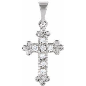 Ladies Natural Diamond Cross Pendant (Si1, G-H) — 14K White Gold