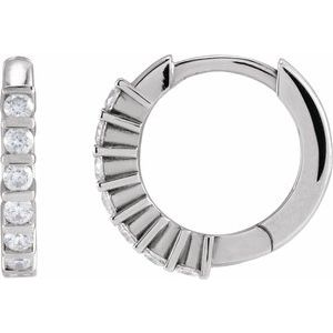 Ladies Natural Diamond 15 mm Hinged Hoop Earrings (Si2-Si3, G-H) — Platinum