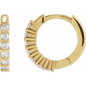 Ladies Natural Diamond 15 mm Hinged Hoop Earrings (I1, G-H) — 14K Yellow Gold