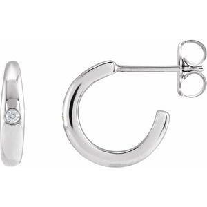 Ladies Natural Diamond 12 mm Hoop Earrings (Si2-Si3, G-H) — Platinum