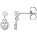 Ladies Natural Diamond Heart Earrings — Sterling Silver