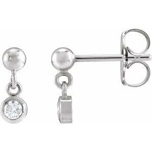 Ladies Natural Diamond Bezel-Set Earrings (I1, G-H) — Sterling Silver