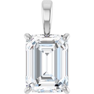 Lab-Grown Diamond Emerald 4-Prong Solitaire Pendant