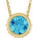 Ladies Natural Blue Zircon Natural Diamond Necklace (I1, G-H) — 14K Yellow Gold