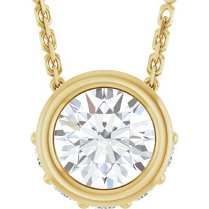 Ladies Natural Diamond Hidden Halo Necklace (I1, G-H) — 14K Yellow Gold