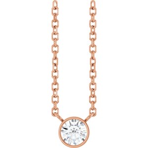 Ladies Natural Diamond Necklace (I1, G-H) — 14K Rose Gold