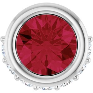Ladies Natural Ruby Natural Diamond Pendant (I1, G-H) — Sterling Silver