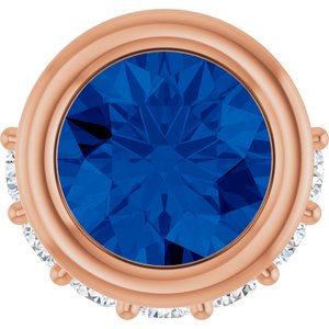 Ladies Natural Blue Sapphire Natural Diamond Pendant (I1, G-H) — 14K Rose Gold
