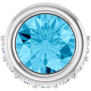 Ladies Natural Aquamarine Natural Diamond Pendant (Si2-Si3, G-H) — Platinum