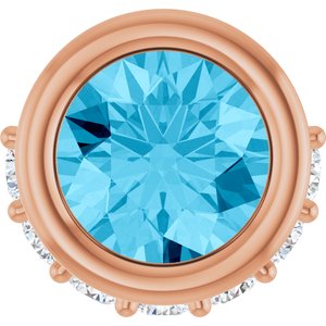 Ladies Natural Aquamarine Natural Diamond Pendant (I1, G-H) — 14K Rose Gold