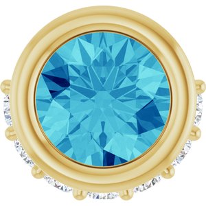 Ladies Natural Blue Zircon Natural Diamond Pendant (I1, G-H) — 14K Yellow Gold