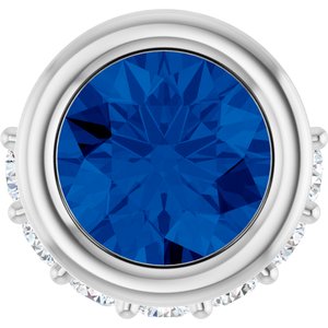 Ladies Natural Blue Sapphire Natural Diamond Pendant (I1, G-H) — Sterling Silver