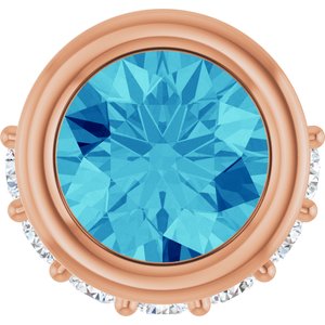 Ladies Natural Blue Zircon Natural Diamond Pendant (I1, G-H) — 14K Rose Gold