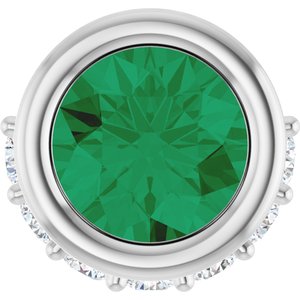 Ladies Natural Emerald Natural Diamond Pendant (I1, G-H) — 14K White Gold