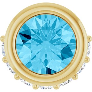 Ladies Natural Aquamarine Natural Diamond Pendant (I1, G-H) — 14K Yellow Gold