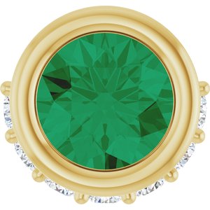 Ladies Natural Emerald Natural Diamond Pendant (I1, G-H) — 14K Yellow Gold
