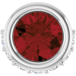 Ladies Natural Mozambique Garnet Natural Diamond Pendant (I1, G-H) — Sterling Silver