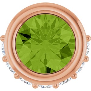 Ladies Natural Peridot Natural Diamond Pendant (I1, G-H) — 14K Rose Gold