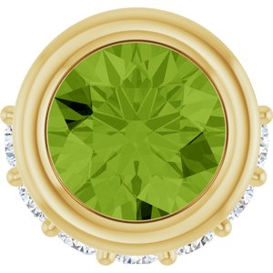 Ladies Natural Peridot Natural Diamond Pendant (I1, G-H) — 14K Yellow Gold