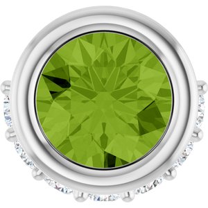 Ladies Natural Peridot Natural Diamond Pendant (I1, G-H) — Sterling Silver