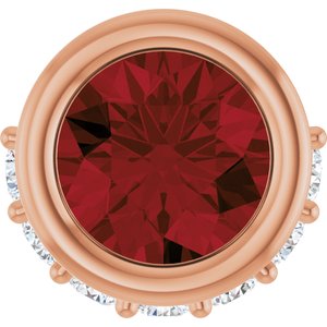 Ladies Natural Mozambique Garnet Natural Diamond Pendant (I1, G-H) — 14K Rose Gold