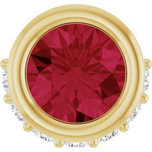 Ladies Natural Ruby Natural Diamond Pendant (I1, G-H) — 14K Yellow Gold