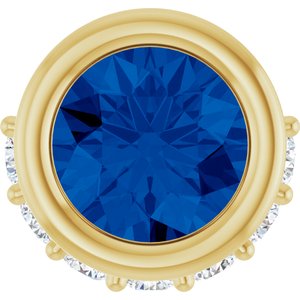 Ladies Natural Blue Sapphire Natural Diamond Pendant (I1, G-H) — 14K Yellow Gold