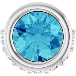 Ladies Natural Blue Zircon Natural Diamond Pendant (Si2-Si3, G-H) — Platinum