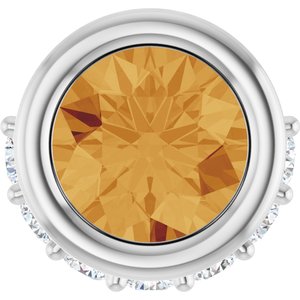 Ladies Natural Citrine Natural Diamond Pendant (Si2-Si3, G-H) — Platinum