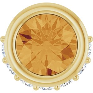 Ladies Natural Citrine Natural Diamond Pendant (I1, G-H) — 14K Yellow Gold