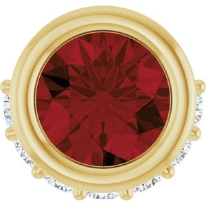 Ladies Natural Mozambique Garnet Natural Diamond Pendant (I1, G-H) — 14K Yellow Gold