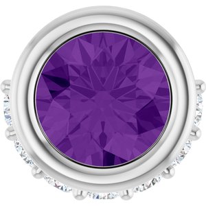 Ladies Natural Amethyst Natural Diamond Pendant (Si2-Si3, G-H) — Platinum