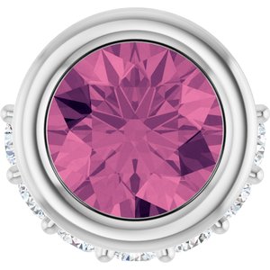 Ladies Natural Pink Tourmaline Natural Diamond Pendant (I1, G-H) — 14K White Gold