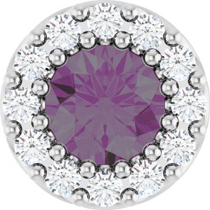 Ladies Natural Alexandrite Natural Diamond Halo-Style Pendant (I1, G-H) — 14K White Gold