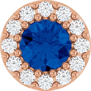 Ladies Natural Blue Sapphire Natural Diamond Halo-Style Pendant (I1, G-H) — 14K Rose Gold
